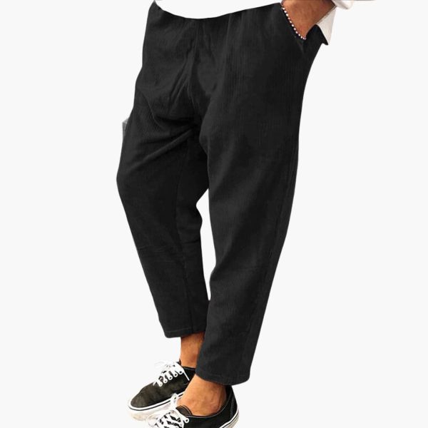 Men's Summer Pants Made of Polyester with Elastic Waistband and Cord Structure
