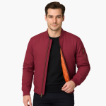 Men's Bomber Jacket with Zipper and Ribbed Cuffs - Image 2