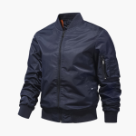 Men's Bomber Jacket with Zipper and Sleeve Pocket - Image 2