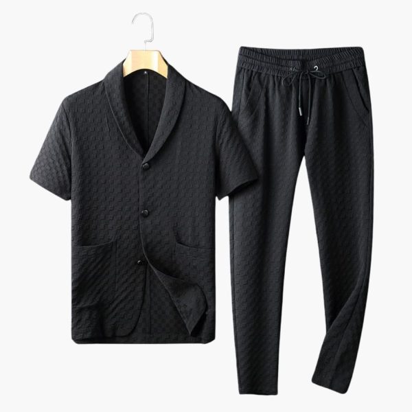 Men's Summer Loungewear Set with Button Placket and Jogging Pants