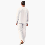 Boho Two-Piece Set for Men - Summer Lace-Up Shirt & Pants - Image 2