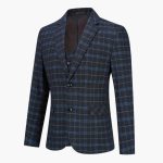 Men's Three-Piece Suit with Check Pattern and Slim Pants - Image 2