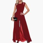 Elegant Women's Evening Dress with Slit – Black Maxi Dress - Image 6