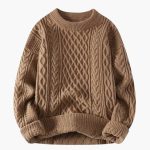 Women's Sweater with Round Neck and Cable Knit Surface - Image 3