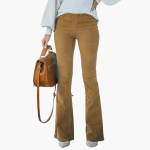 Women's Corduroy Flared Pants - High Waist Vintage Style - Image 2