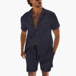 Men's Summer Set with Short Sleeve Shirt and Drawstring Shorts - Image 3