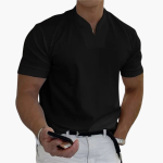 Slim Fit Shirt for Men – Short Sleeve with V-Neck Style - Image 2