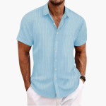 Men's Short Sleeve Striped Shirt – Button-Up for Summer - Image 2