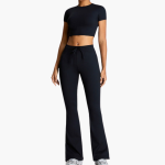 Black High-Waist Yoga Pants - Women's Comfort with Tummy Control - Image 2