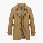 Men's Trench Coat with Notched Collar and Button Closure - Image 4