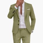 Men's Summer Suit Made of Cotton with Lapel and Pants