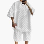 Men's Summer Two-Piece with Jacquard Shirt and Shorts - Image 2