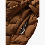 Women's Red Down Coat with Belt and Long Sleeves - Image 5