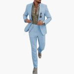 Men's Summer Suit with Button Closure and Slim Fit - Image 2