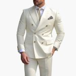 Men's Suit with Double-Breasted Design and Slim Fit for All Seasons