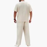 Men's Summer Two-Piece Set with V-Neck and Long Pants - Image 4