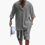 Airy Two-Piece Summer Set with Shirt and Shorts for Men - Image 2