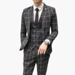 Men's Suit, Formal, Three-Piece with Blazer and Check Pattern