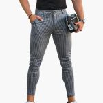 Men's Chino Pants with Stretch Waistband and Striped Summer Fabric - Image 2