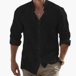 Men's Summer Casual Shirt with Long Sleeves and Stand-Up Collar - Image 5