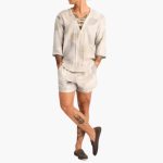 Men's Summer Set with Lace Neckline and Shorts - Image 2