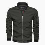 Men's jacket with front zipper and arm pocket