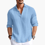 Men's Shirt - Casual Button-Up Long Sleeve Blouse for Summer - Image 2