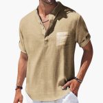 Men's Summer T-Shirt with Button Placket and Stand-Up Collar - Image 6
