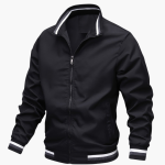 Men's Bomber Jacket with Zipper and Ribbed Collar - Image 2