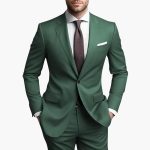 Men's Suit with Single Button Closure and Slim Fit
