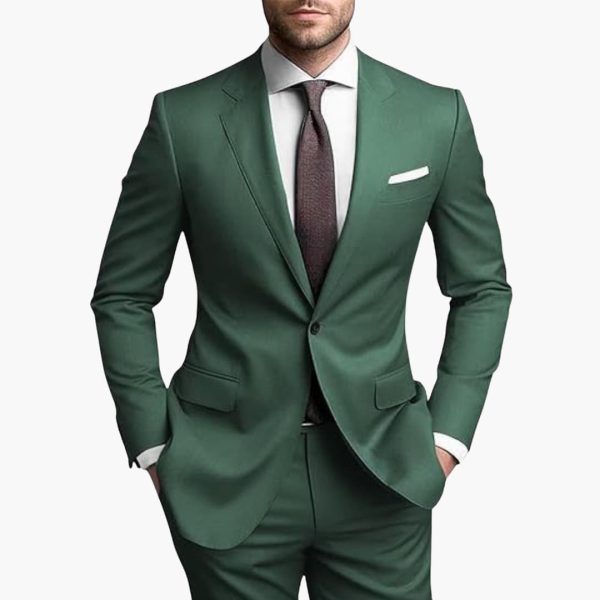 Men's Suit with Single Button Closure and Slim Fit