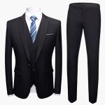 Men's Three-Piece Suit with One-Button Blazer and Vest