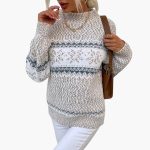 Women's Pullover with Turtleneck and Snowflake Pattern - Image 2