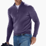 Men’s Sweater with Zip Neck and Textured Knit - Image 3