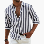 Striped Summer Shirt for Men – Lightweight Casual Shirt with Button Placket - Image 2