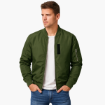 Men's Bomber Jacket with Piped Pockets and Zip Sleeve Pocket - Image 2