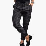 Men's Slim Fit Trousers with Check Pattern and Slim Leg - Image 2