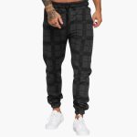 Men's Jogging Pants with Check Pattern and Fleece Cuffs