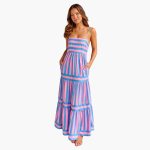 Maxi Dress for Women - Striped Summer Dress with Straps - Image 3