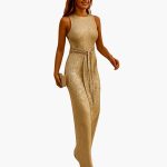 Sleeveless Full-Length Women's Jumpsuit with Waist Belt - Image 3