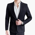 Men's Suit with Pinstripes and Slim Fit Blazer