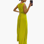 Pleated Maxi Dress with Slit - Elegant Women's Evening Dress - Image 2