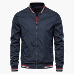 Bomber Jacket for Men - Front Zipper & Ribbed Details - Image 2