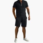 Men's Summer Two-Piece with Half-Zip Shirt and Shorts - Image 2