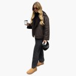 Elegant Women's Leather Jacket in Brown – Warm and Long-Sleeved - Image 4