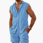 Men's Set with Sleeveless Shirt and Shorts for Summer - Image 3