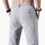 Men's Slim Fit Pants with Stretch Waistband and Zipper - Image 2