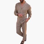 Men's Summer Two-Piece Set with Shirt and Elastic Pants