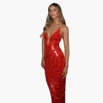 Sequin Evening Dress for Women - Maxi with V-Neck - Image 2