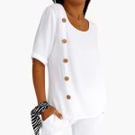 Women's Short Sleeve Blouse with Side Buttons - Image 4